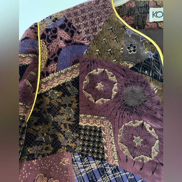 Koret vintage Women's Patchwork micro velvet Jacket blazer- Purple and Brown - Picture 4 of 13